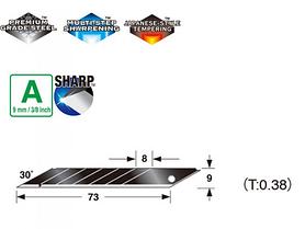 Леза сегментні TAJIMA Acute Angle Razar Black Blades 9мм, кут нахилу 30°, упаковка 10 шт