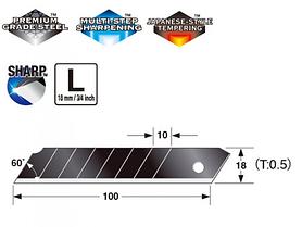 Леза сегментні TAJIMA Premium Dora Razar Black Blades CB50RB 18мм, упаковка 10 шт
